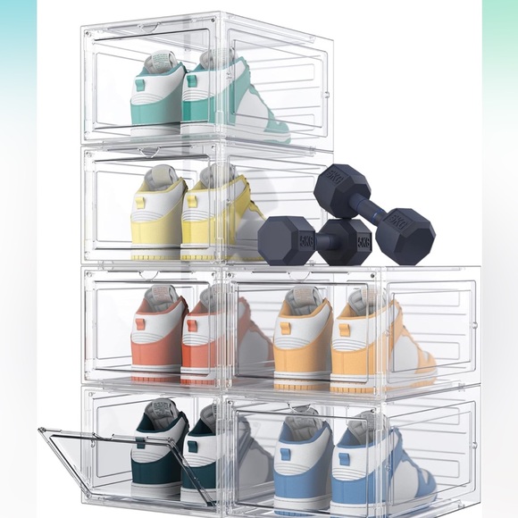 12 Pack LG Shoe Storage Box, Clear Plastic Stackable Shoe Organizer for Closet - Picture 2 of 12